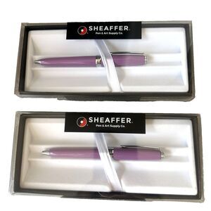 SHEAFFER PRELUDE LOT - 2 Pcs Lavender Color Ballpoint Pen Black Ink Silver Trim